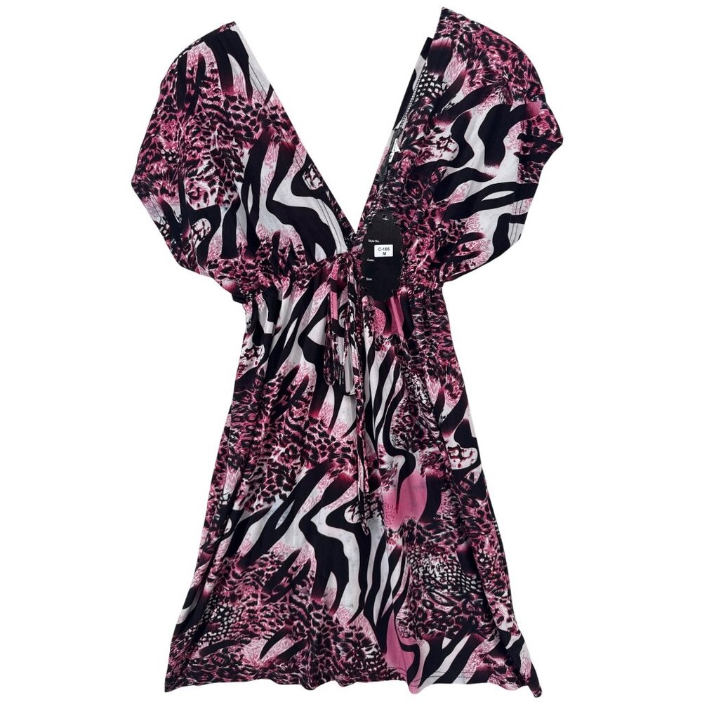 Betsey Boo Dress M Zebra Print Fuschia Pink V-Neck Sexy Flirty Modern NEW w/Tags